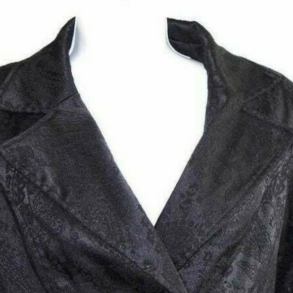 Black Brocade Blazer Jacket Size XL Paisley - Picture 2 of 9